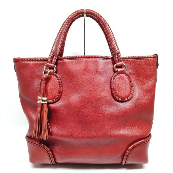 Gucci Marrakech Burgundy Oxblood Leather, XL Tote with Gold GG Accents - Picture 1 of 8